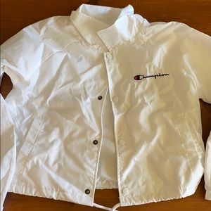 Champion Crop White Coaches Jacket